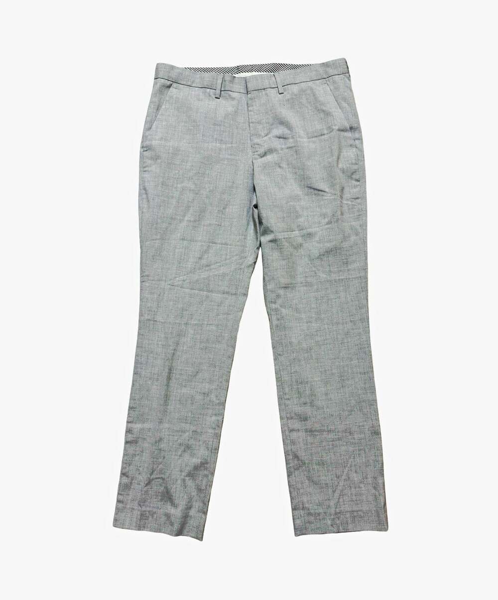 Express Mens 31W Slim Straight Flat Front Dress Pants Gray Stretch Wrinkle